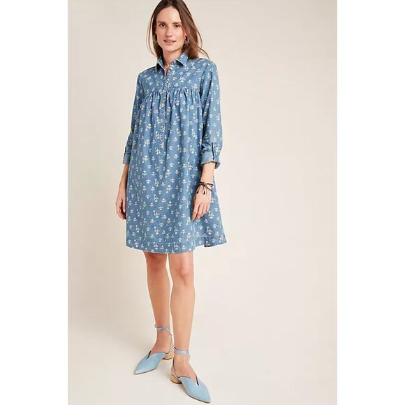 Anthropologie Dresses & Skirts - Anthropologie‎ Pilcro and Letterpress Rochelle Shirtdress Denim Light Size 12